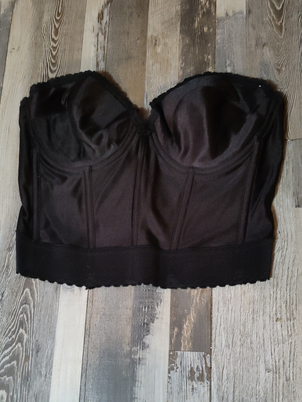 5/$25 SALE Flexees 36D Black Longline Lightly Lined Bustier Underwire Shapewear